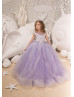 Lilac Lace Tulle Corset Back Tender Flower Girl Dress Lilac Lace Tulle Corset Back Tender Flower Girl Dress